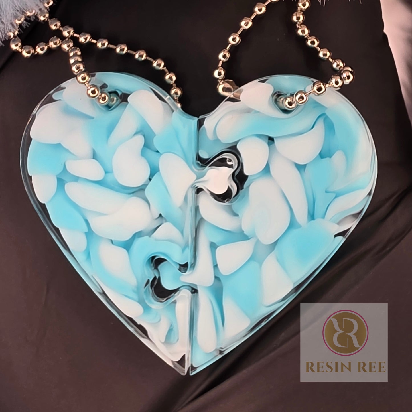 Frosted Puzzle Heart Keychain Set (2 Pieces)