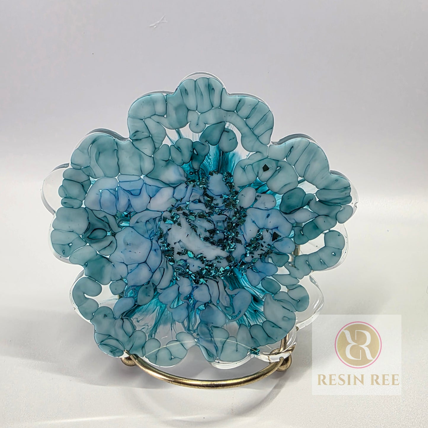 Blue Coral Bloom Resin Coasters – (4-Piece Coasters)