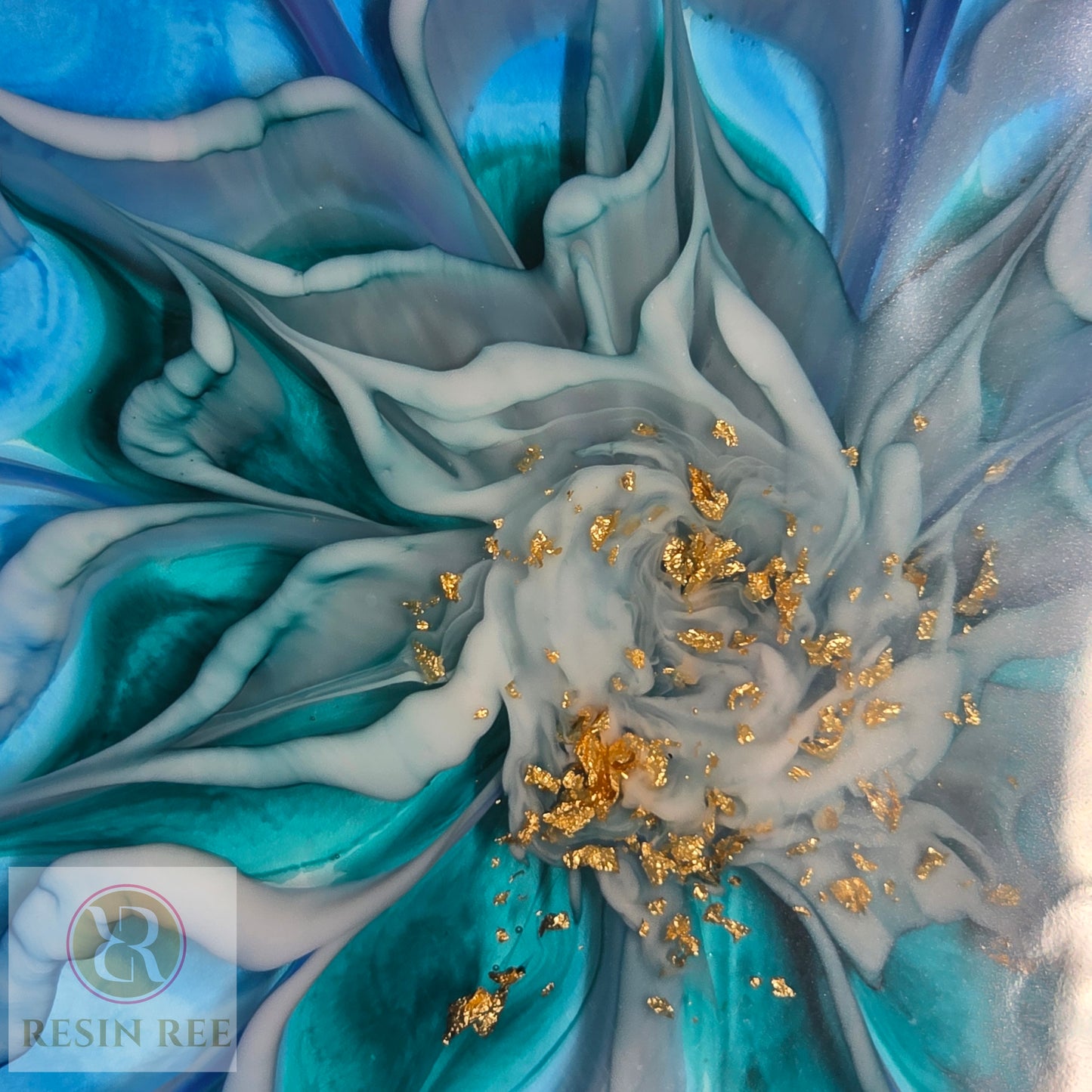 Azure Bloom Resin Centerpiece