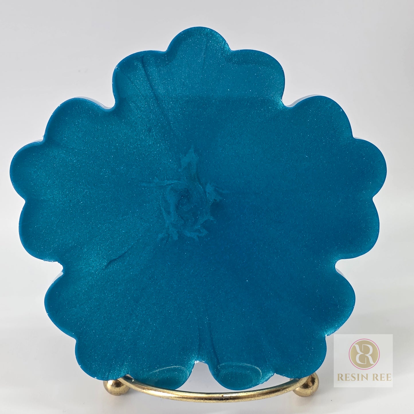 Blue Bloom Resin Coasters – Ocean Shimmer Set (2 coasters)
