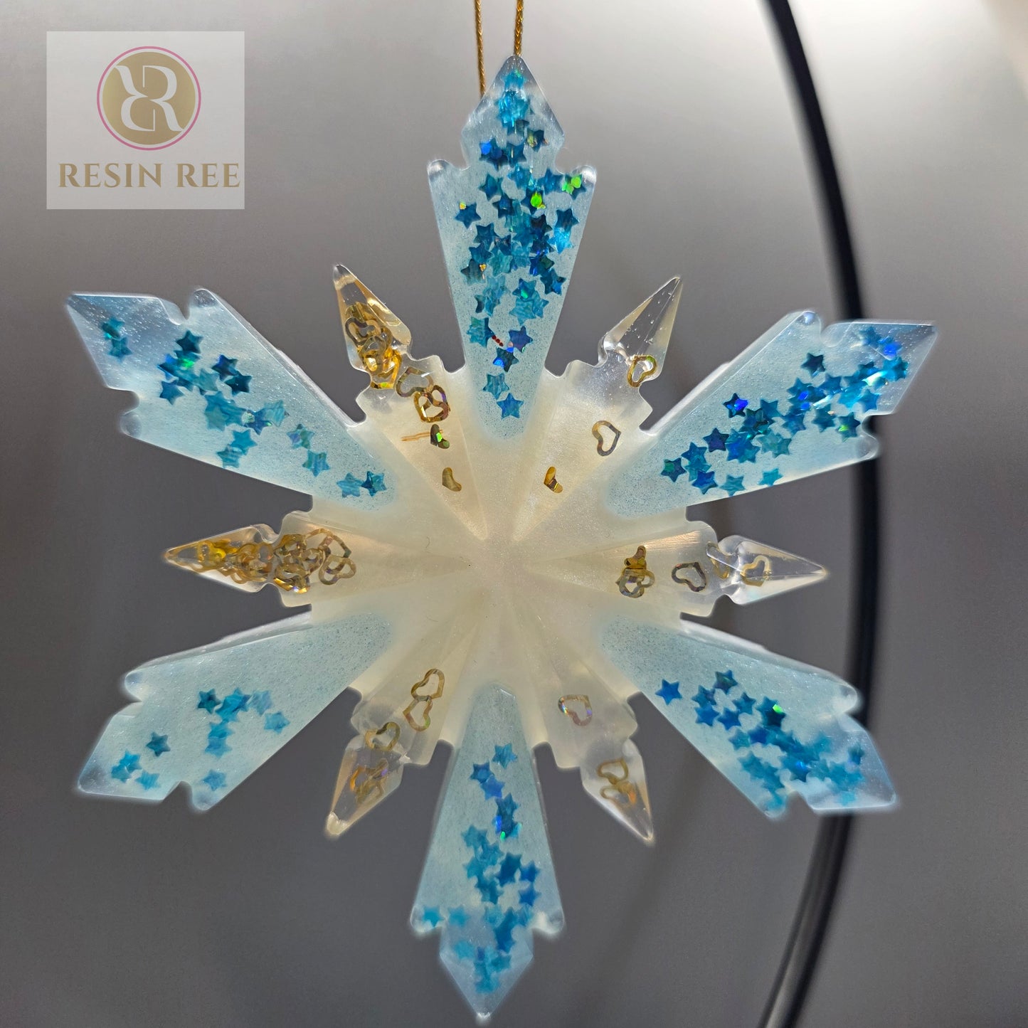 Starlit Icefall Snowflake Resin Ornament