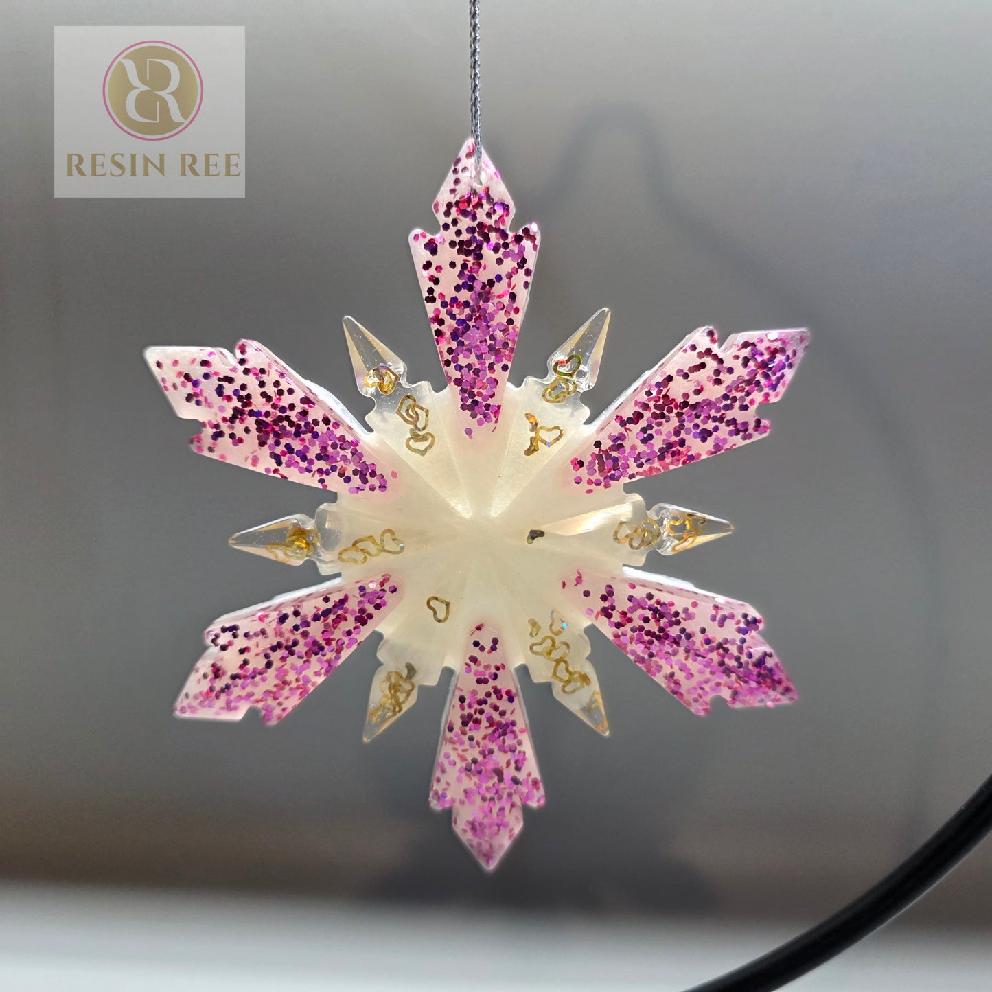 Blush Stardust Snowflake Resin Ornament