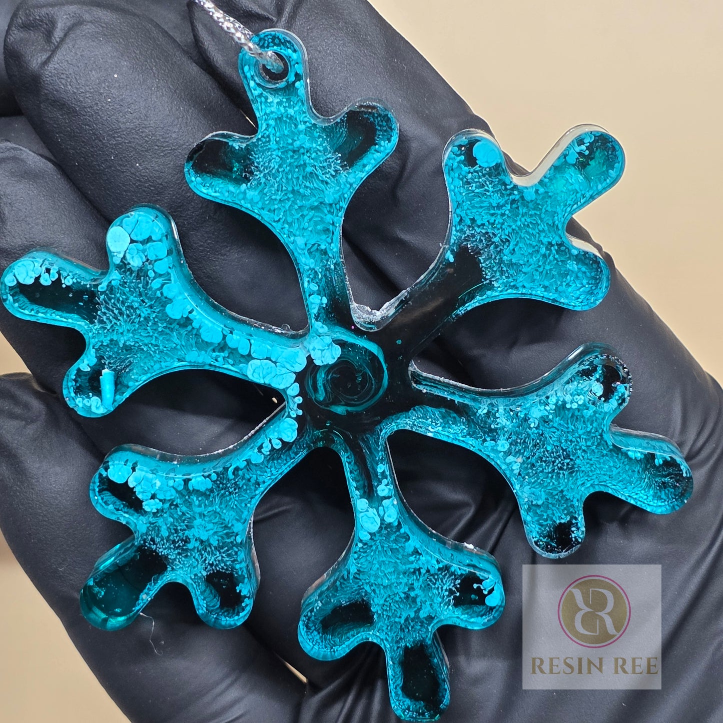 Ocean Blue Snowflake Resin Ornament