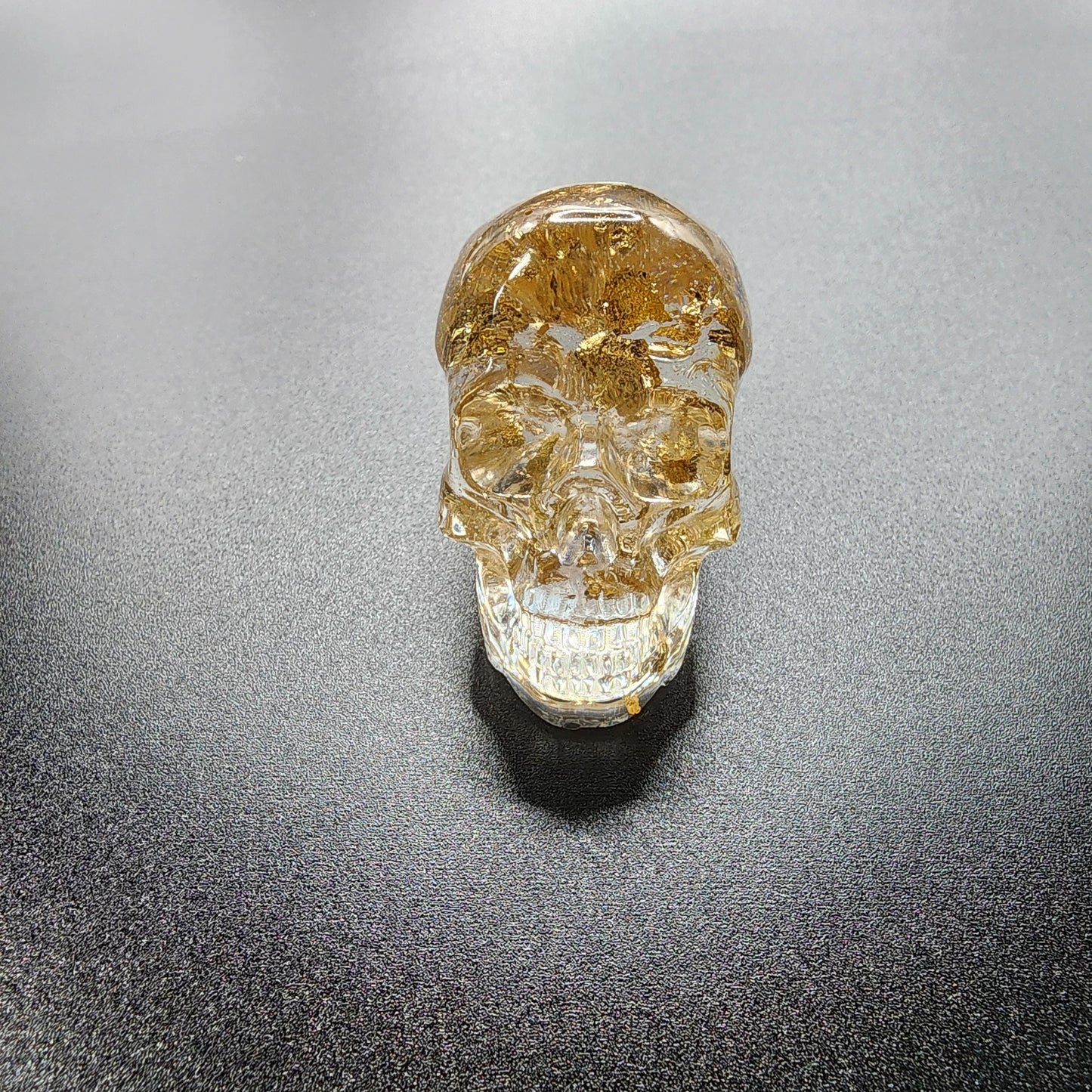 Gilded Clarity Resin Skull
