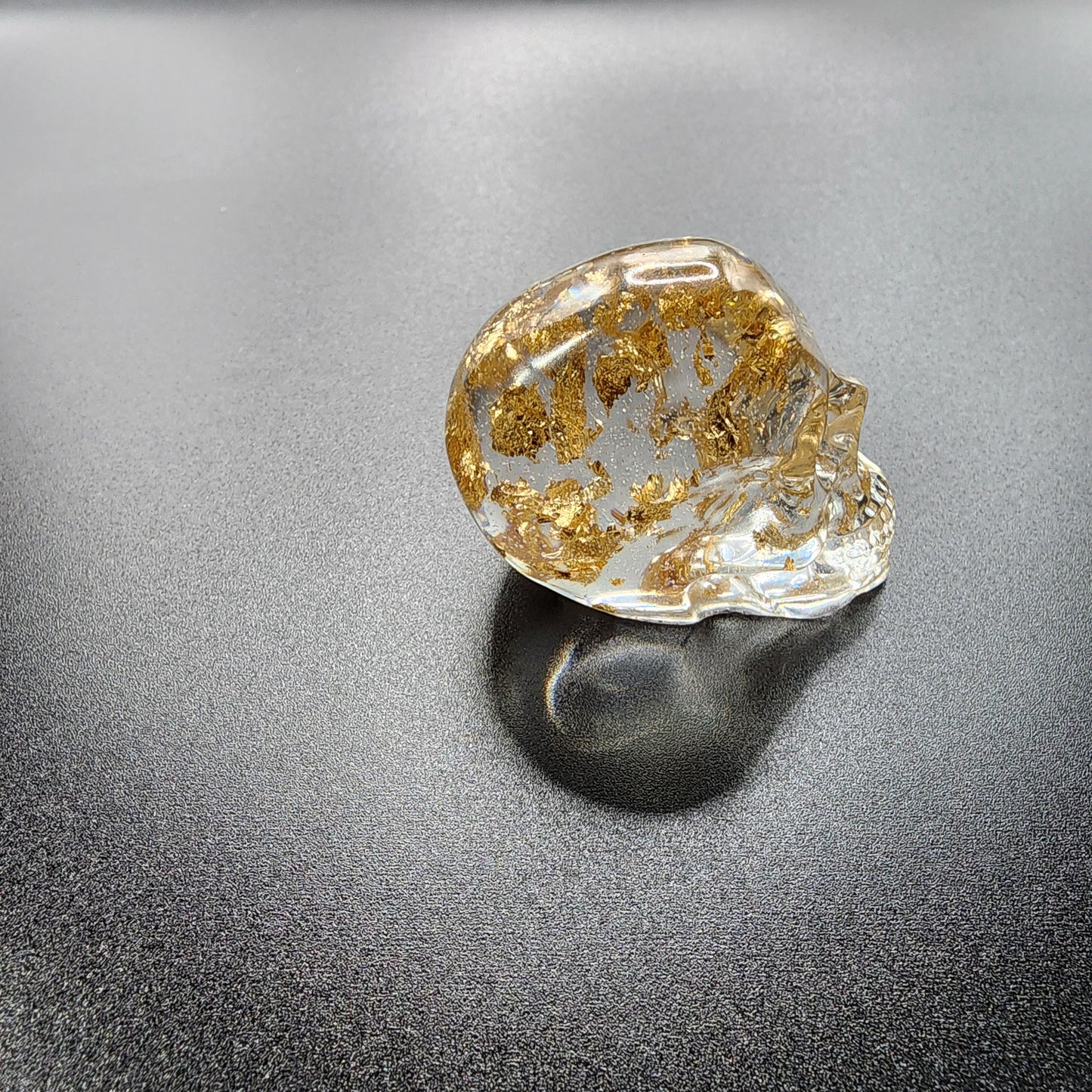 Gilded Clarity Resin Skull