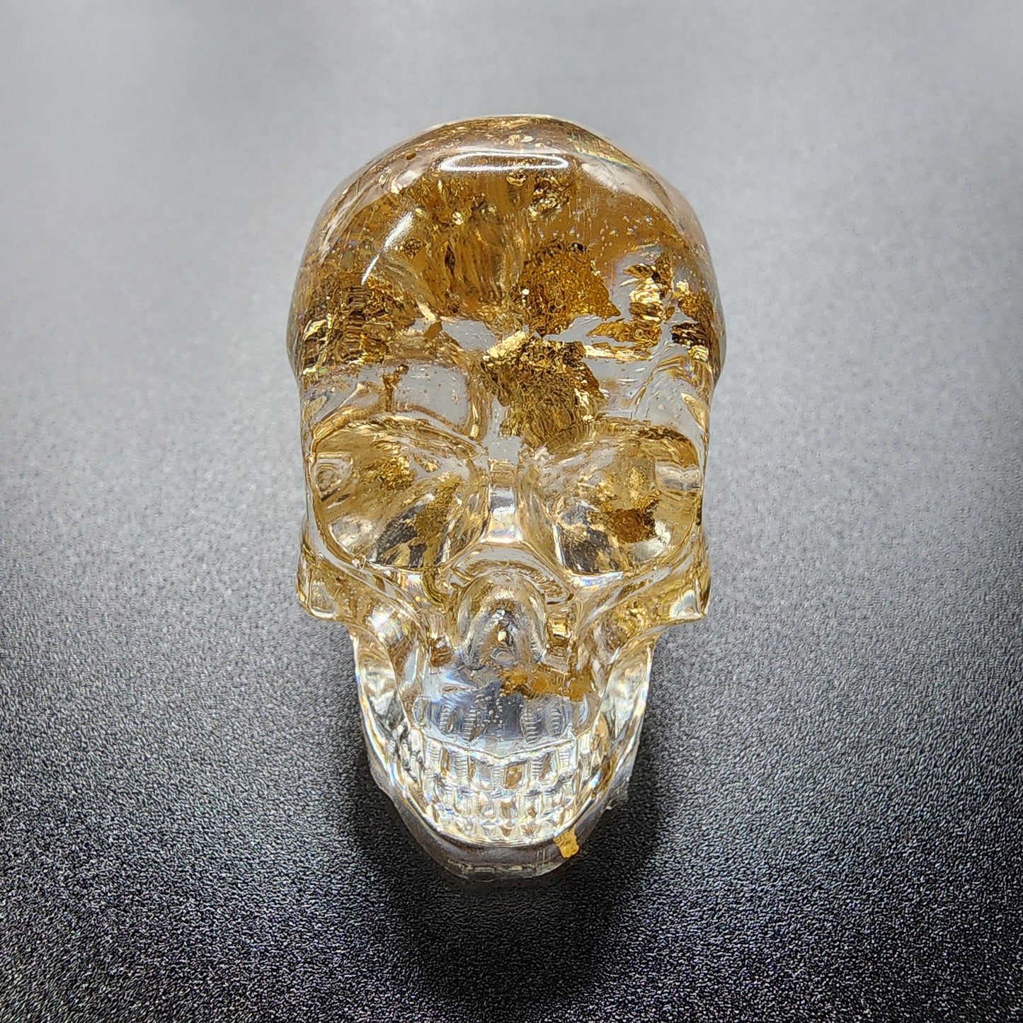 Gilded Clarity Resin Skull