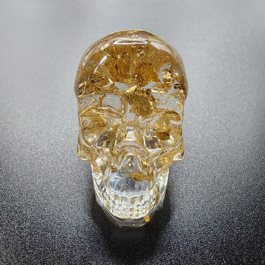Gilded Clarity Resin Skull
