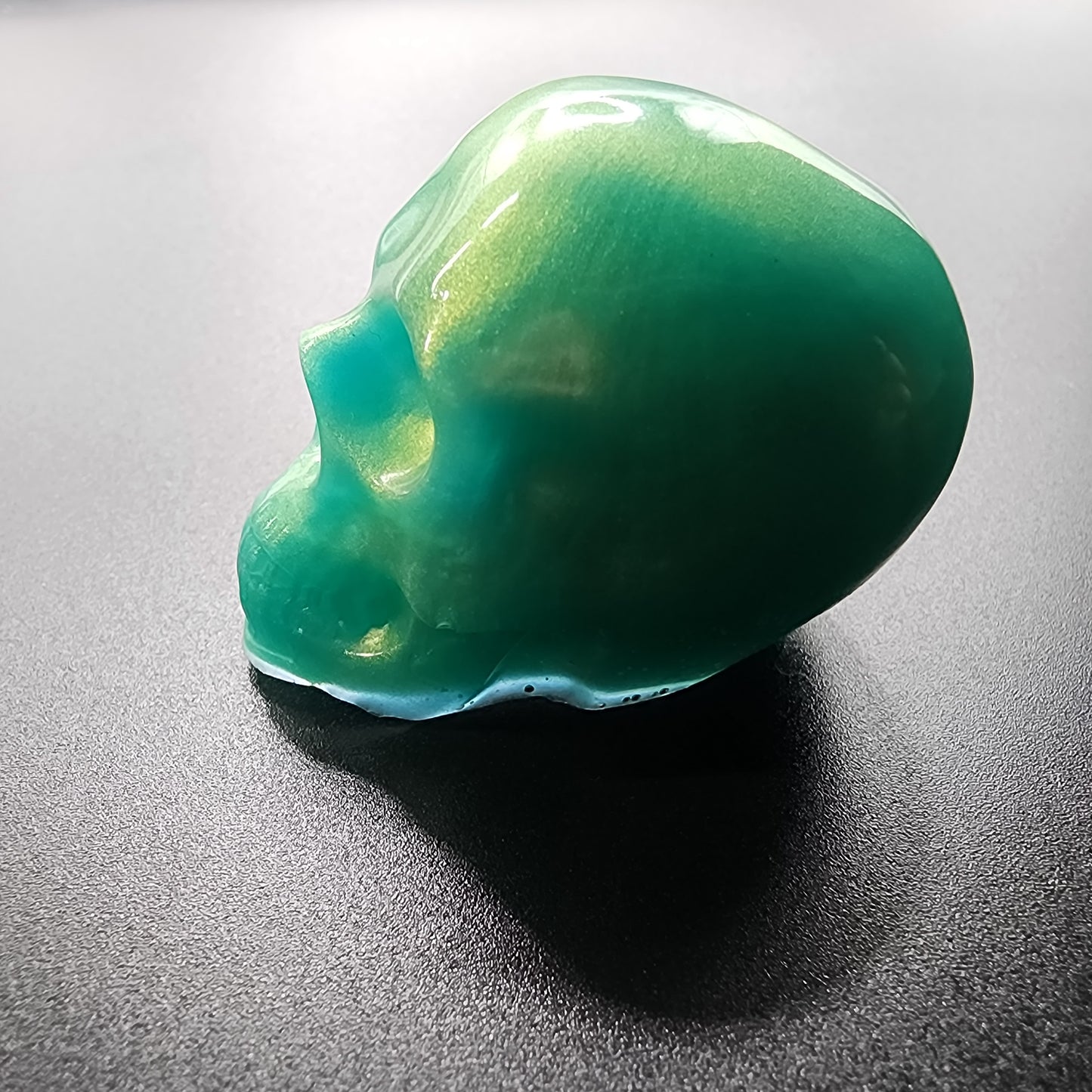 Mystic Jade Resin Skull
