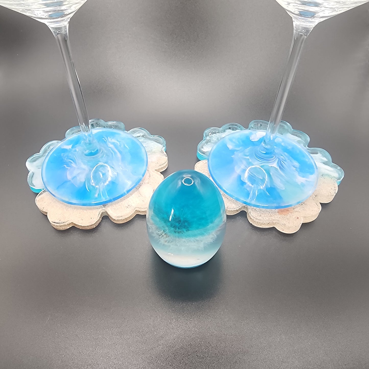 Coastal Dreams Resin Coaster Set with Ocean Globe Accent (Set)