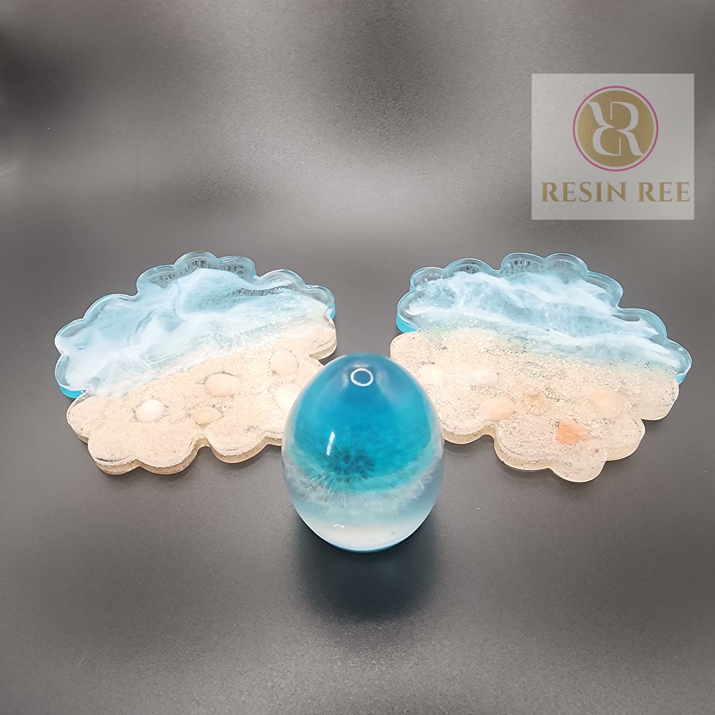 Coastal Dreams Resin Coaster Set with Ocean Globe Accent (Set)