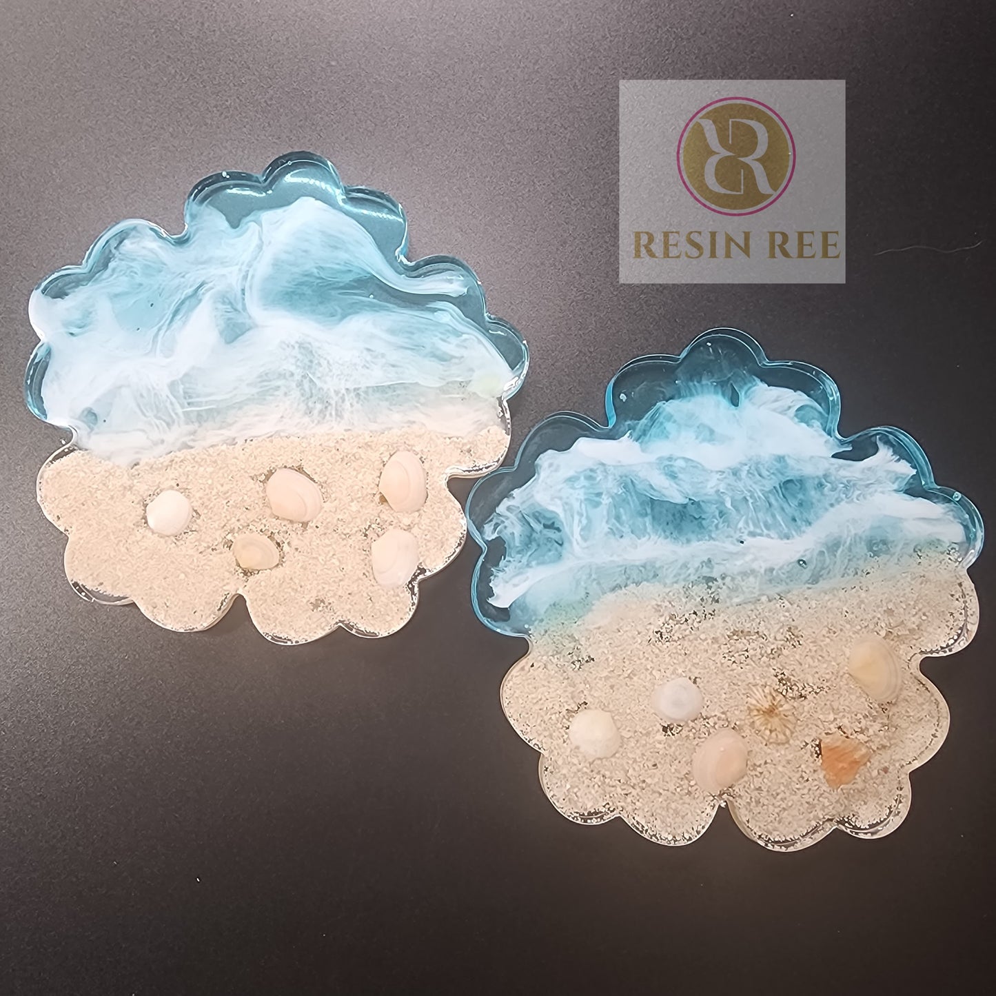 Coastal Dreams Resin Coaster Set with Ocean Globe Accent (Set)