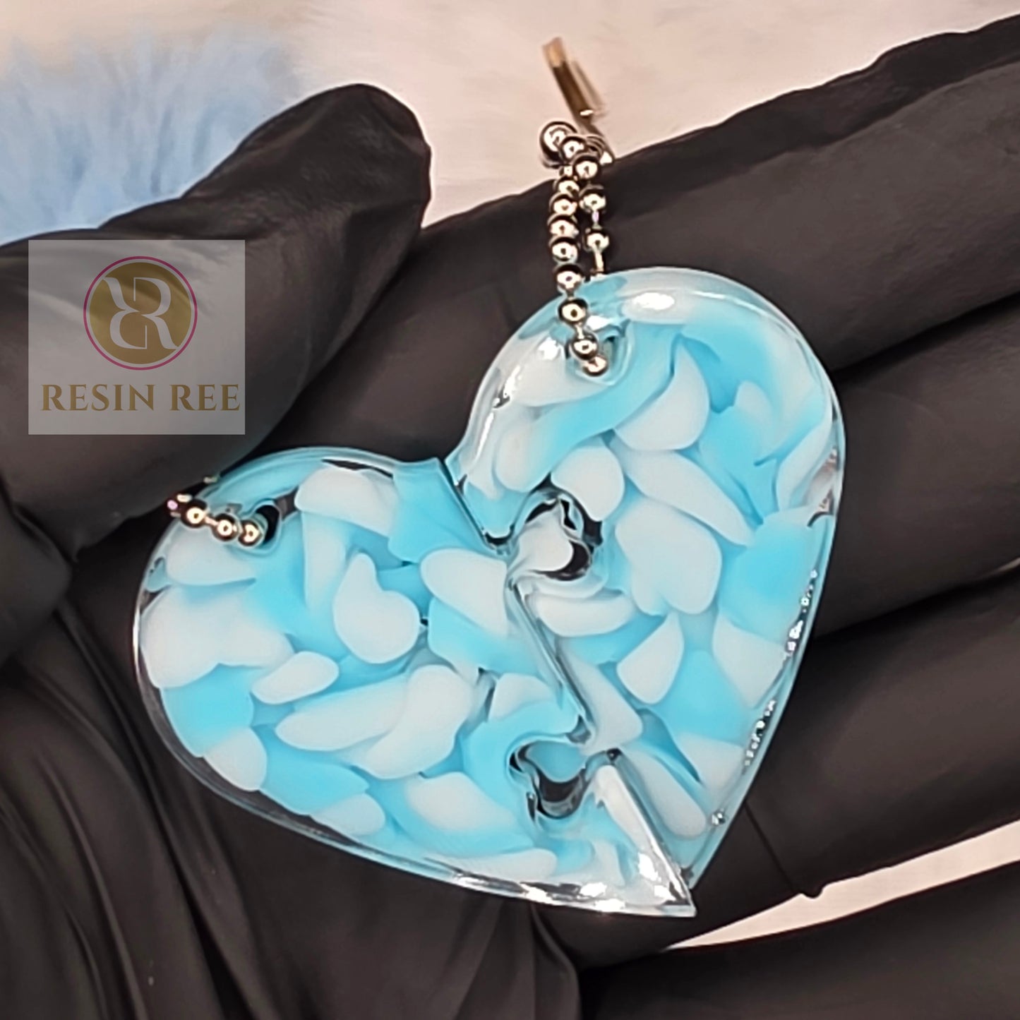Frosted Puzzle Heart Keychain Set (2 Pieces)