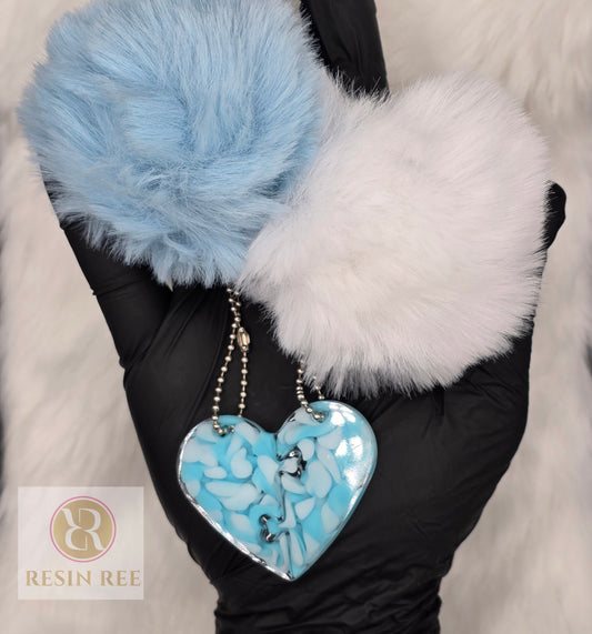 Frosted Puzzle Heart Keychain Set (2 Pieces)