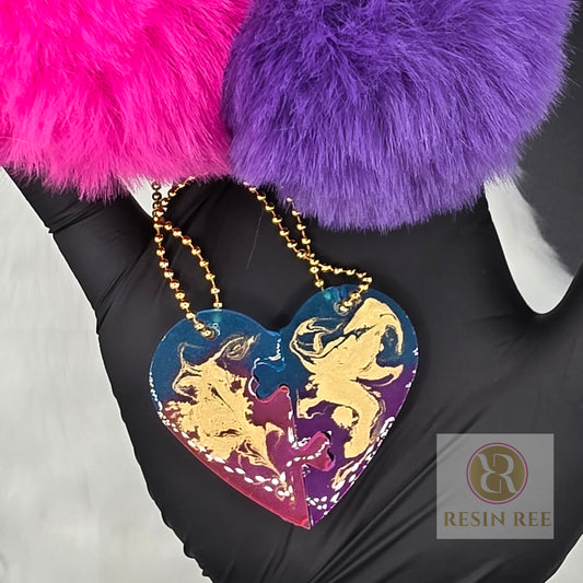 Midnight Gold Puzzle Heart Keychain Set (2 Pieces)