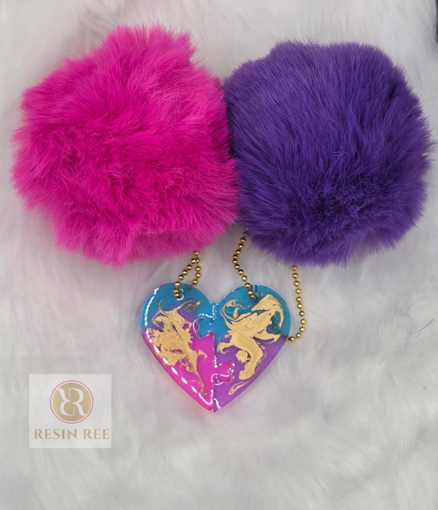 Midnight Gold Puzzle Heart Keychain Set (2 Pieces)