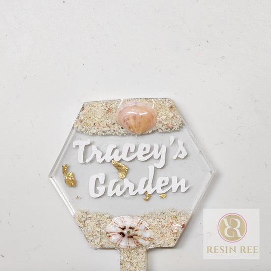 Personalized Resin Garden Marker - Hexagon