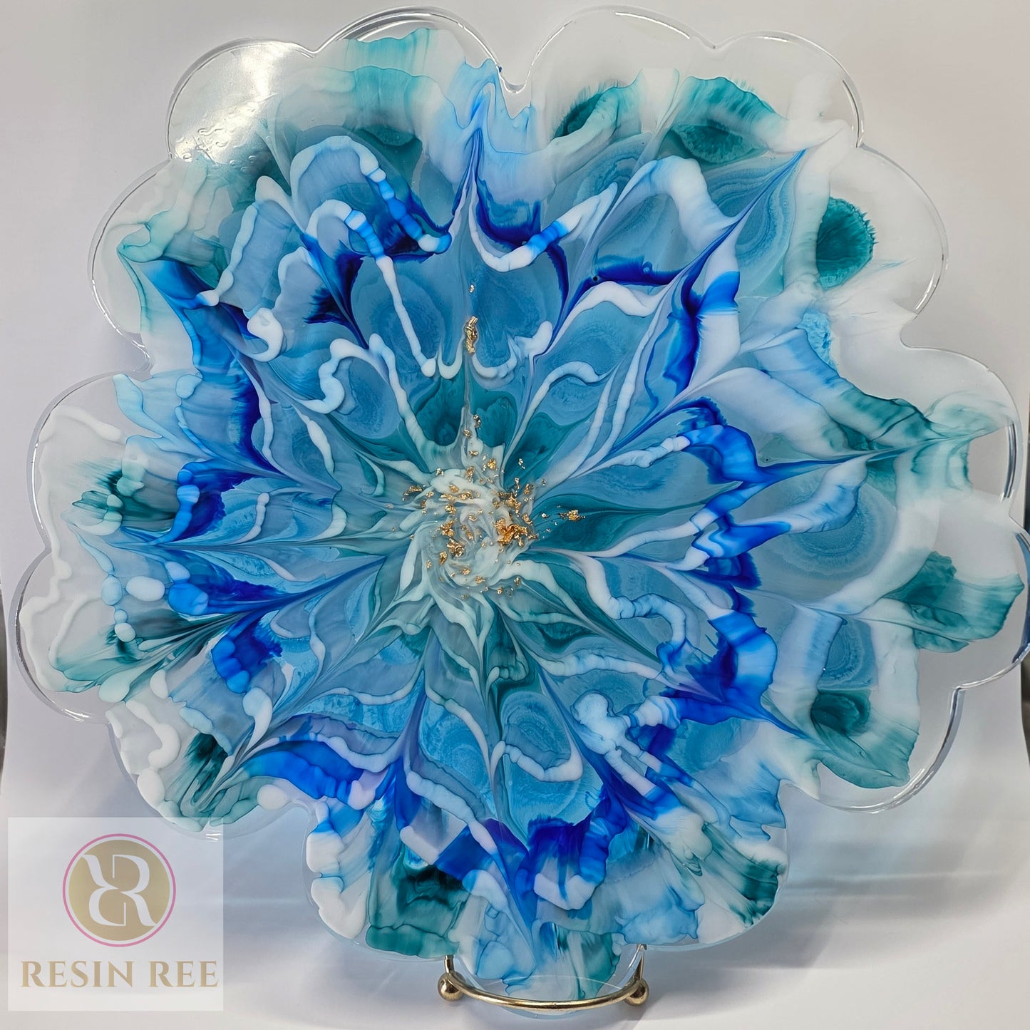 Azure Bloom Resin Centerpiece