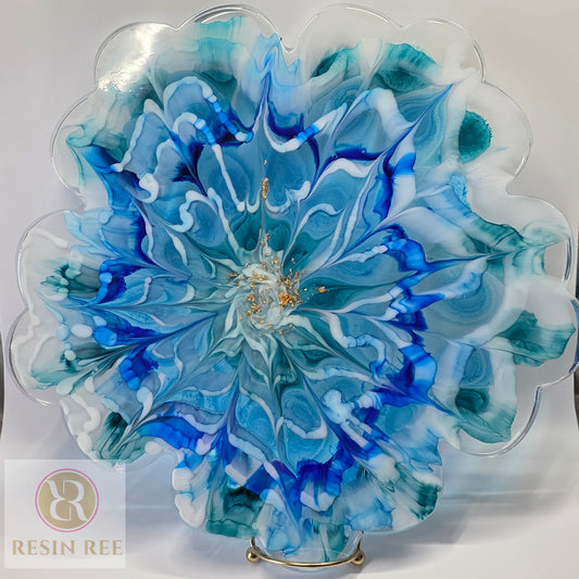Azure Bloom Resin Centerpiece
