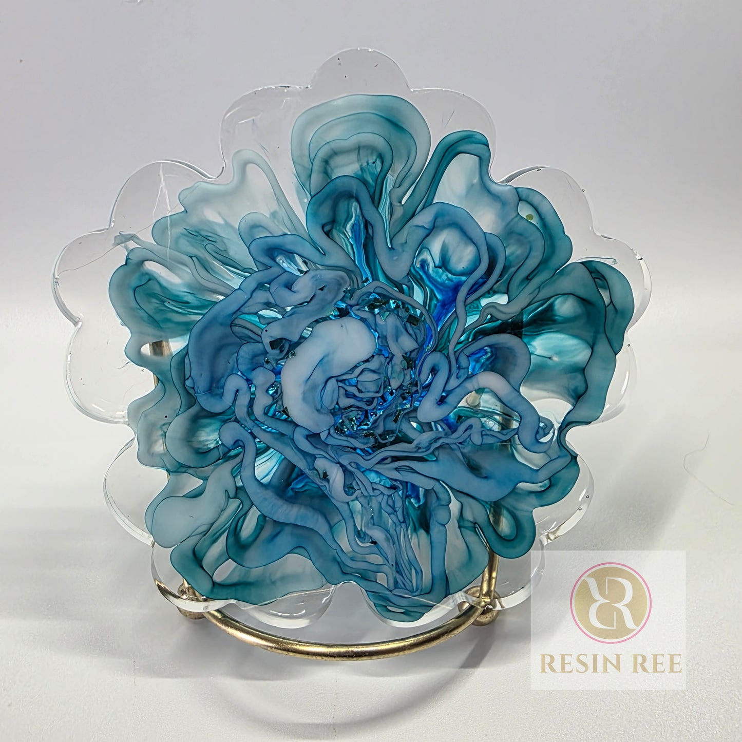 Blue Coral Bloom Resin Coasters – (4-Piece Coasters)