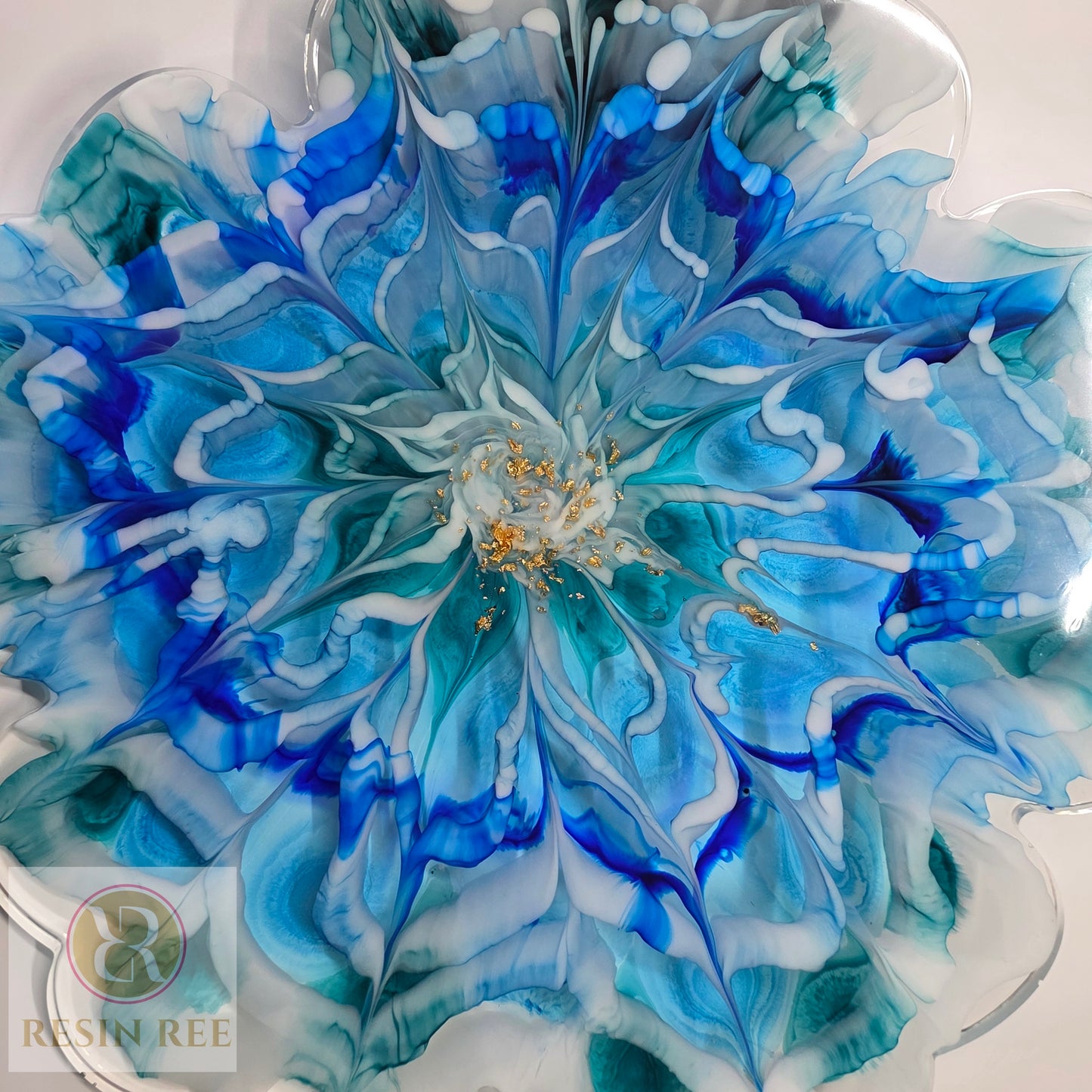 Azure Bloom Resin Centerpiece