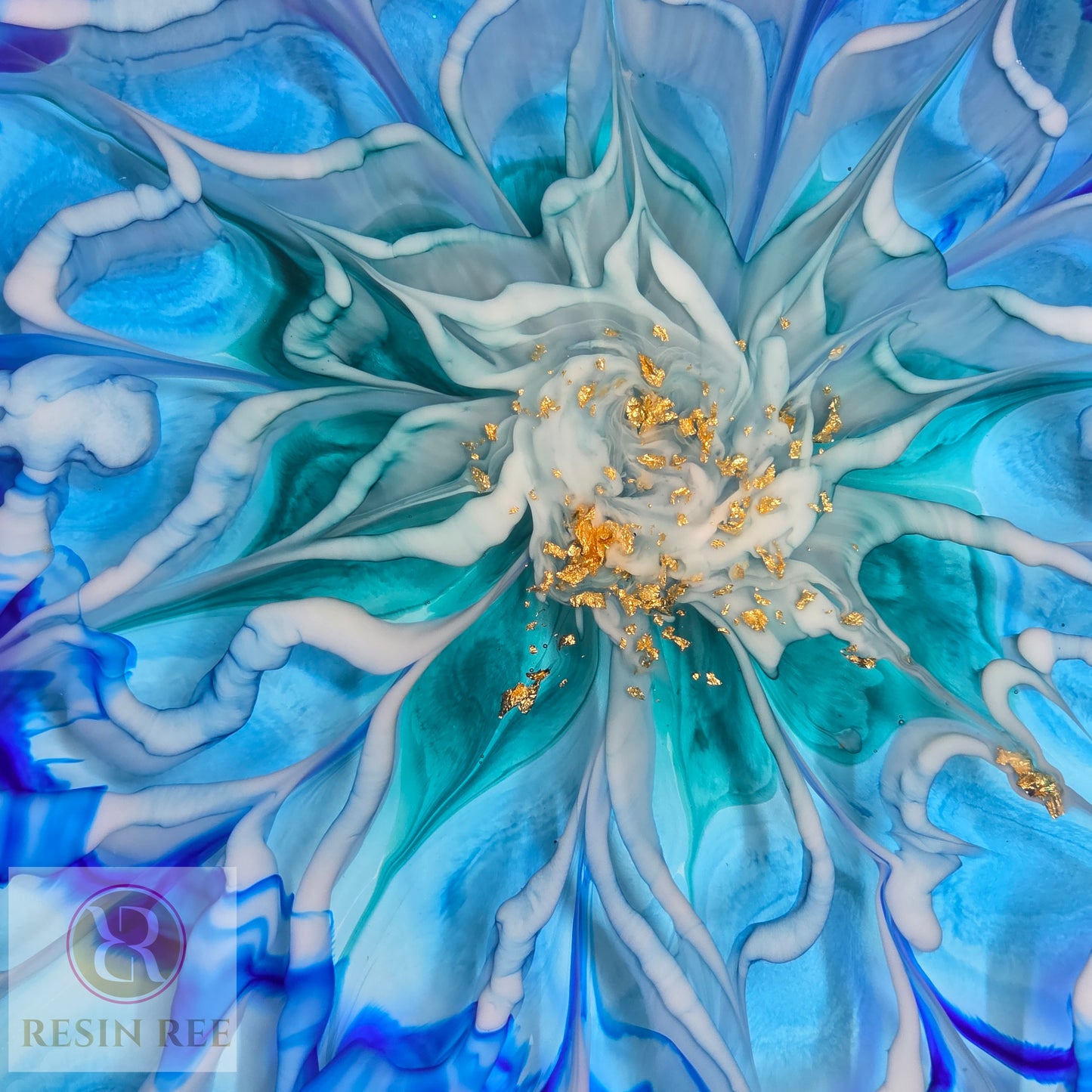 Azure Bloom Resin Centerpiece
