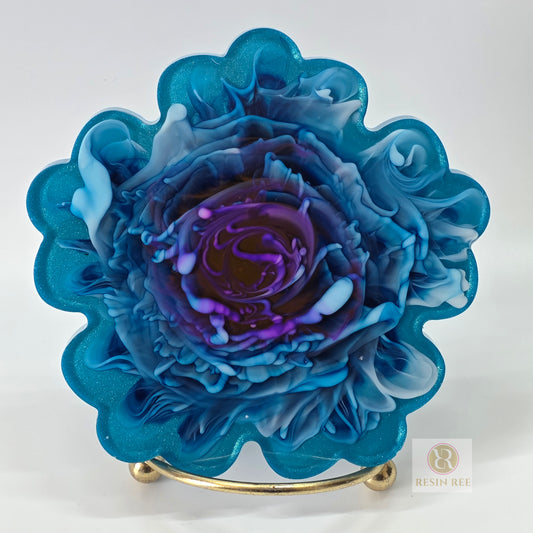 Blue Bloom Resin Coasters – Ocean Shimmer Set (2 coasters)