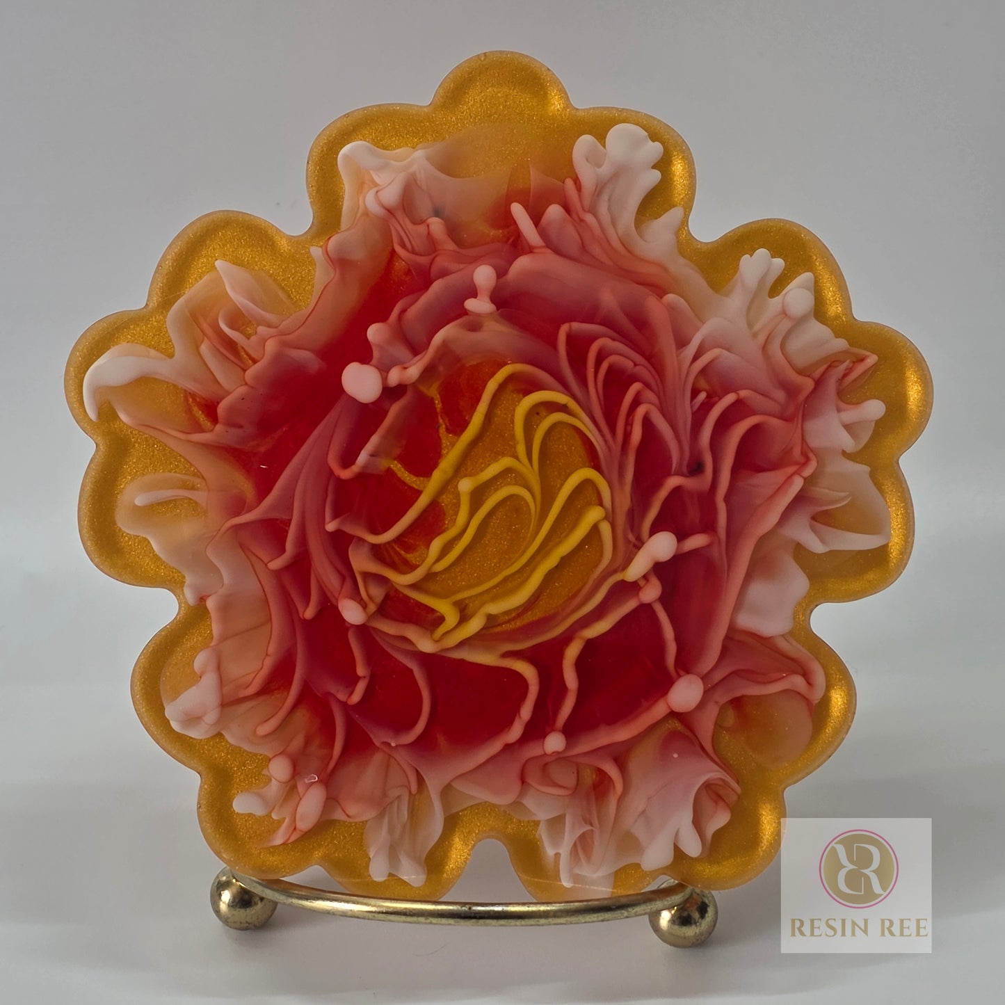 Flower Bloom Resin Coasters – Shimmer Petal Set (2-coasters)