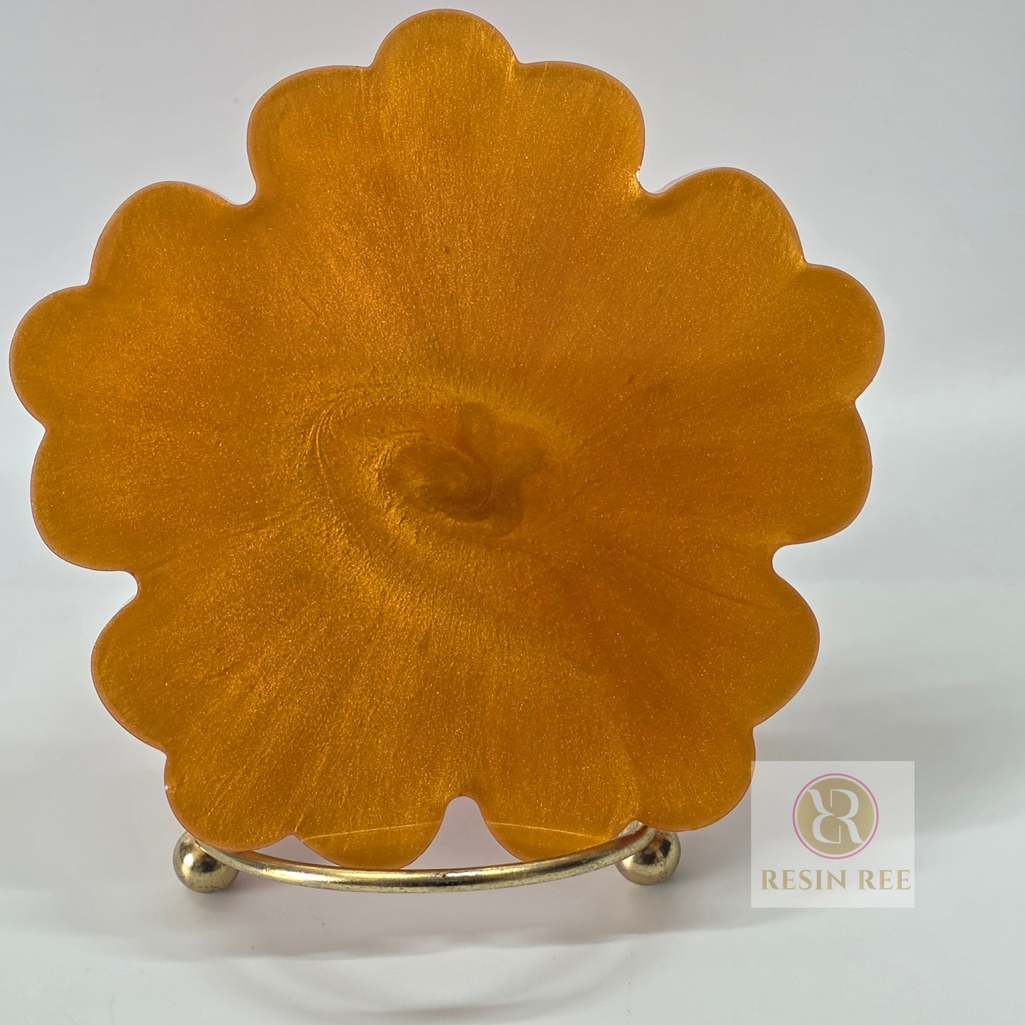 Flower Bloom Resin Coasters – Shimmer Petal Set (2-coasters)