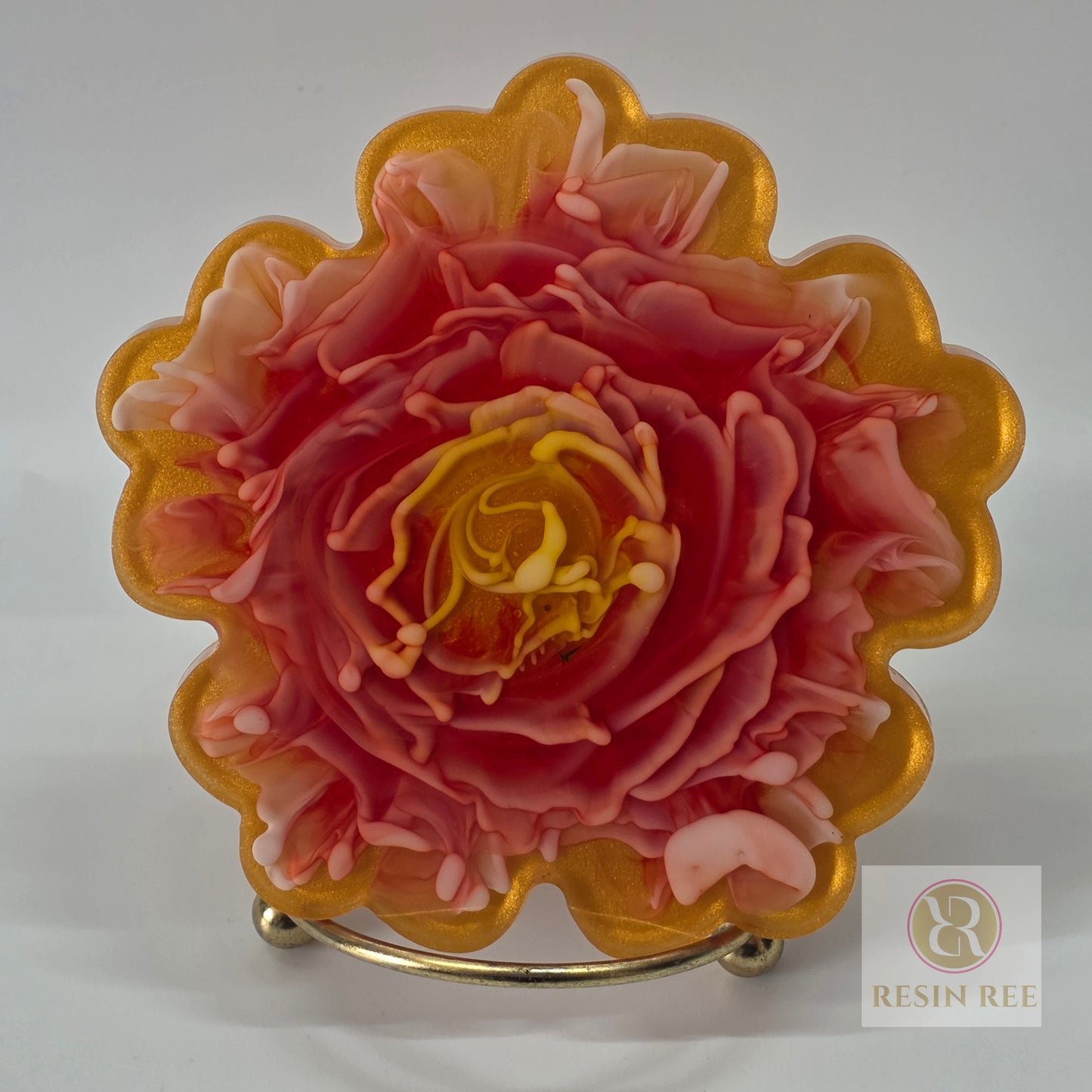 Flower Bloom Resin Coasters – Shimmer Petal Set (2-coasters)