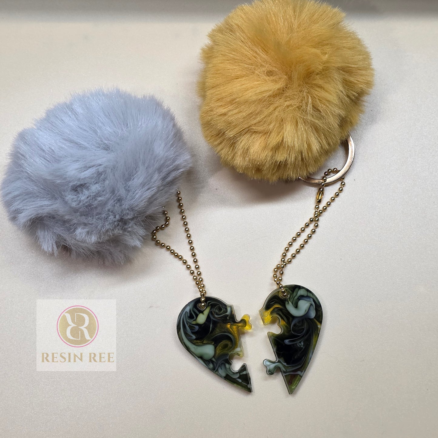 Puzzle Heart Keychain Set (2 Pieces)