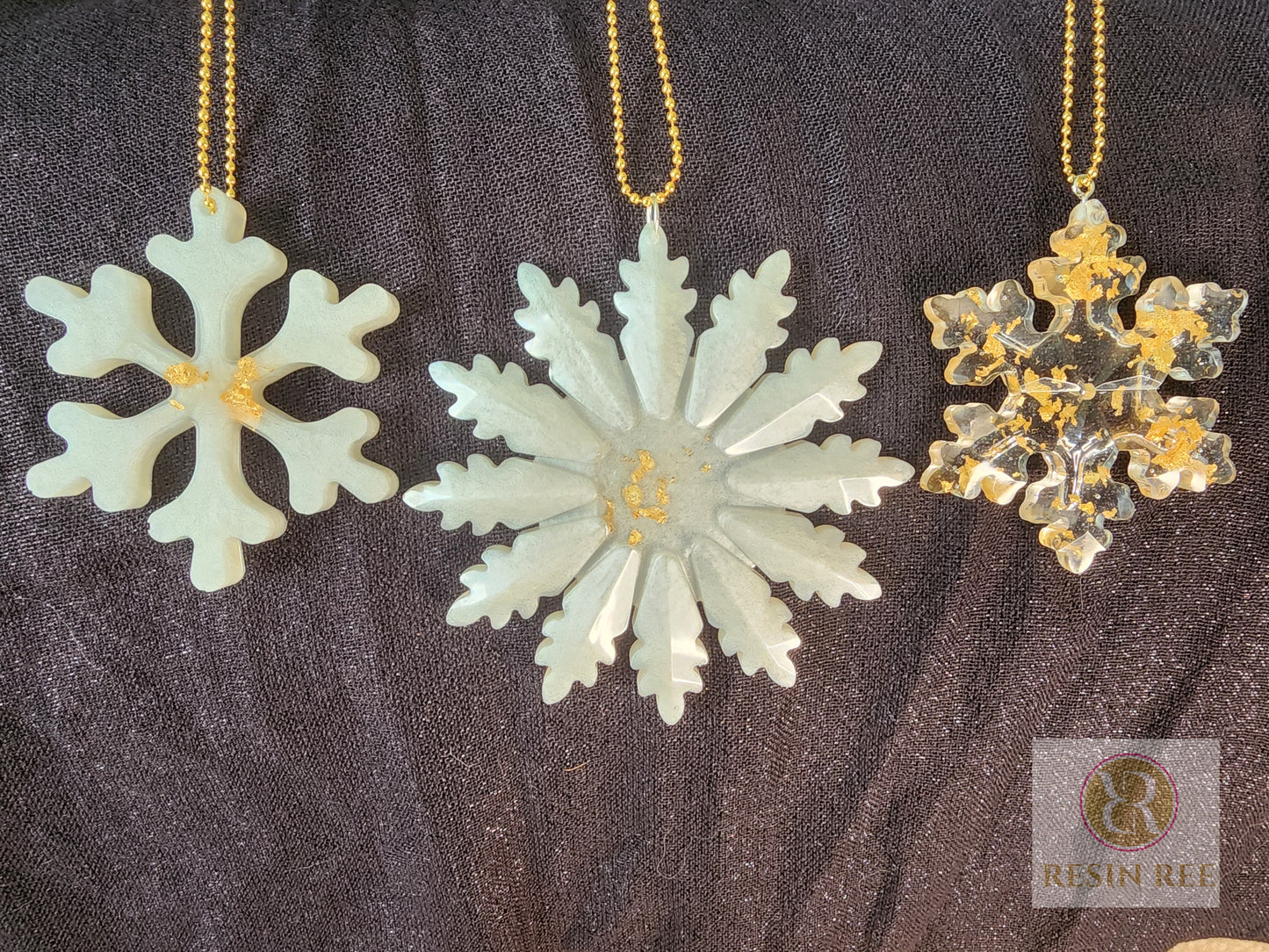 White & Gold Snowflake Ornament Set (Set of 3)