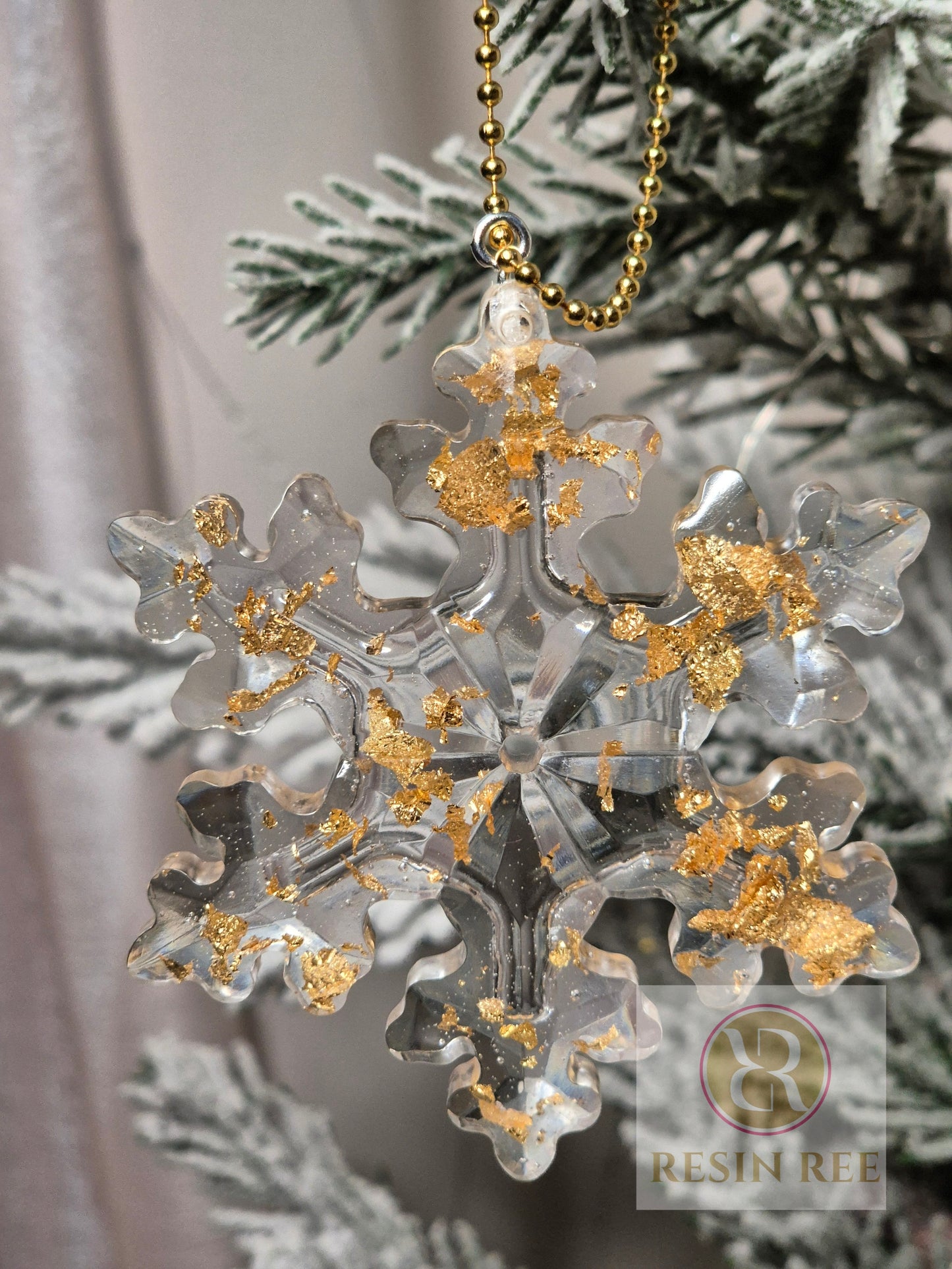 White & Gold Snowflake Ornament Set (Set of 3)