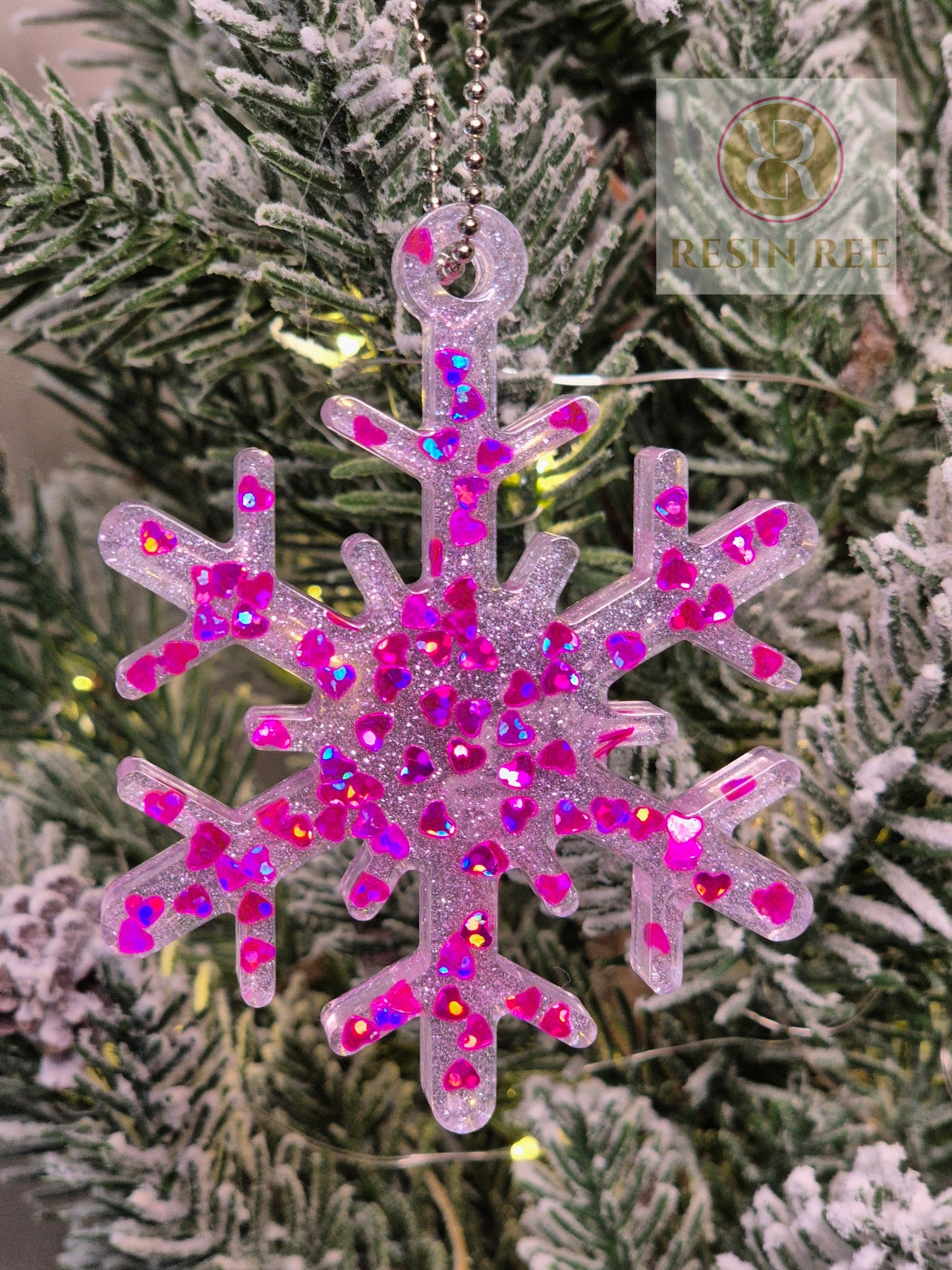 Pink Snowflake Ornament Set (Set of 3)