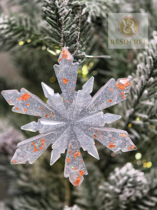 Silver & Copper Snowflake Ornament Set (Set of 3)