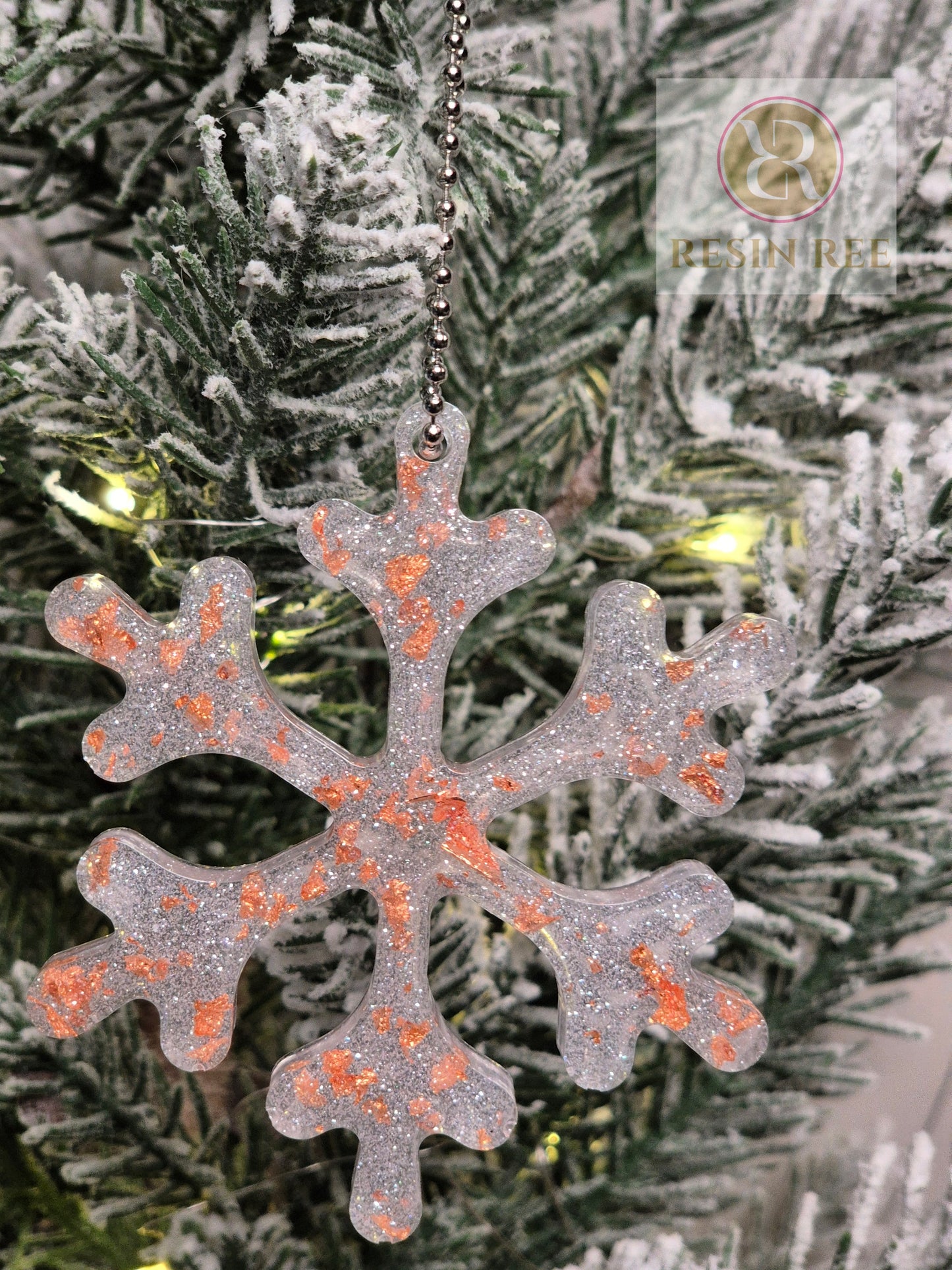 Silver & Copper Snowflake Ornament Set (Set of 3)