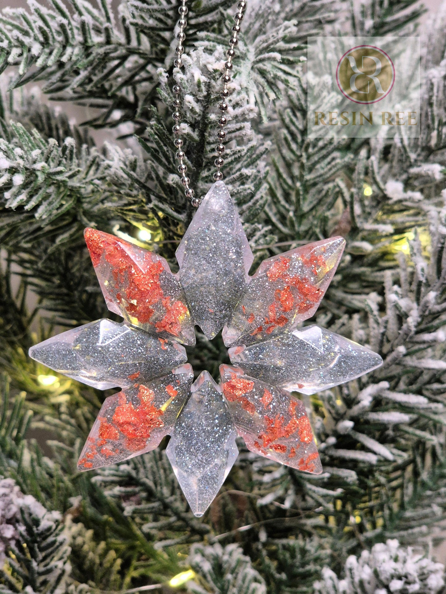 Silver & Copper Snowflake Ornament Set (Set of 3)