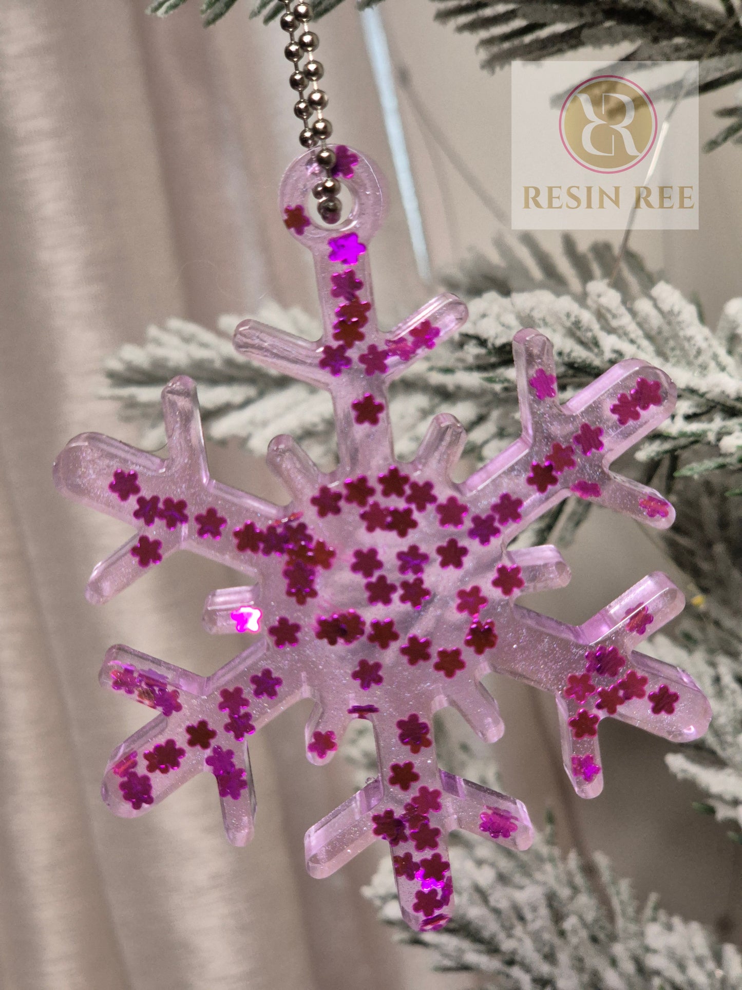 Pink Snowflake Ornament Set (Set of 3)