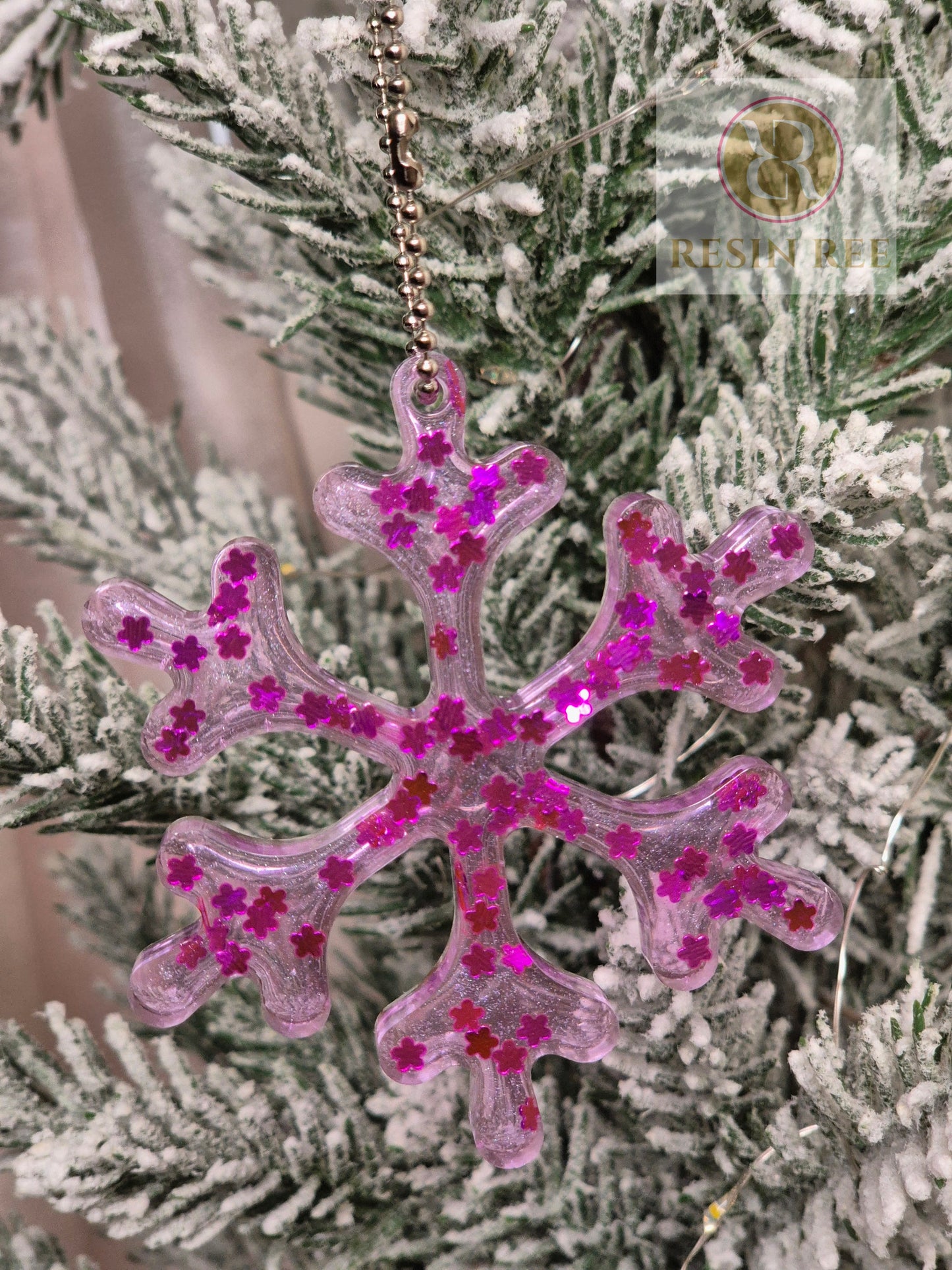 Pink Snowflake Ornament Set (Set of 3)