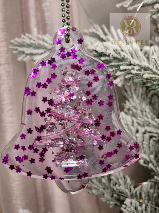 Pink Crystal Tree Bell Ornament