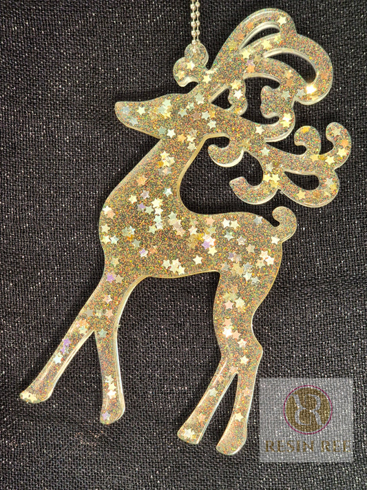 Golden Reindeer Ornament Set (Set of 3)