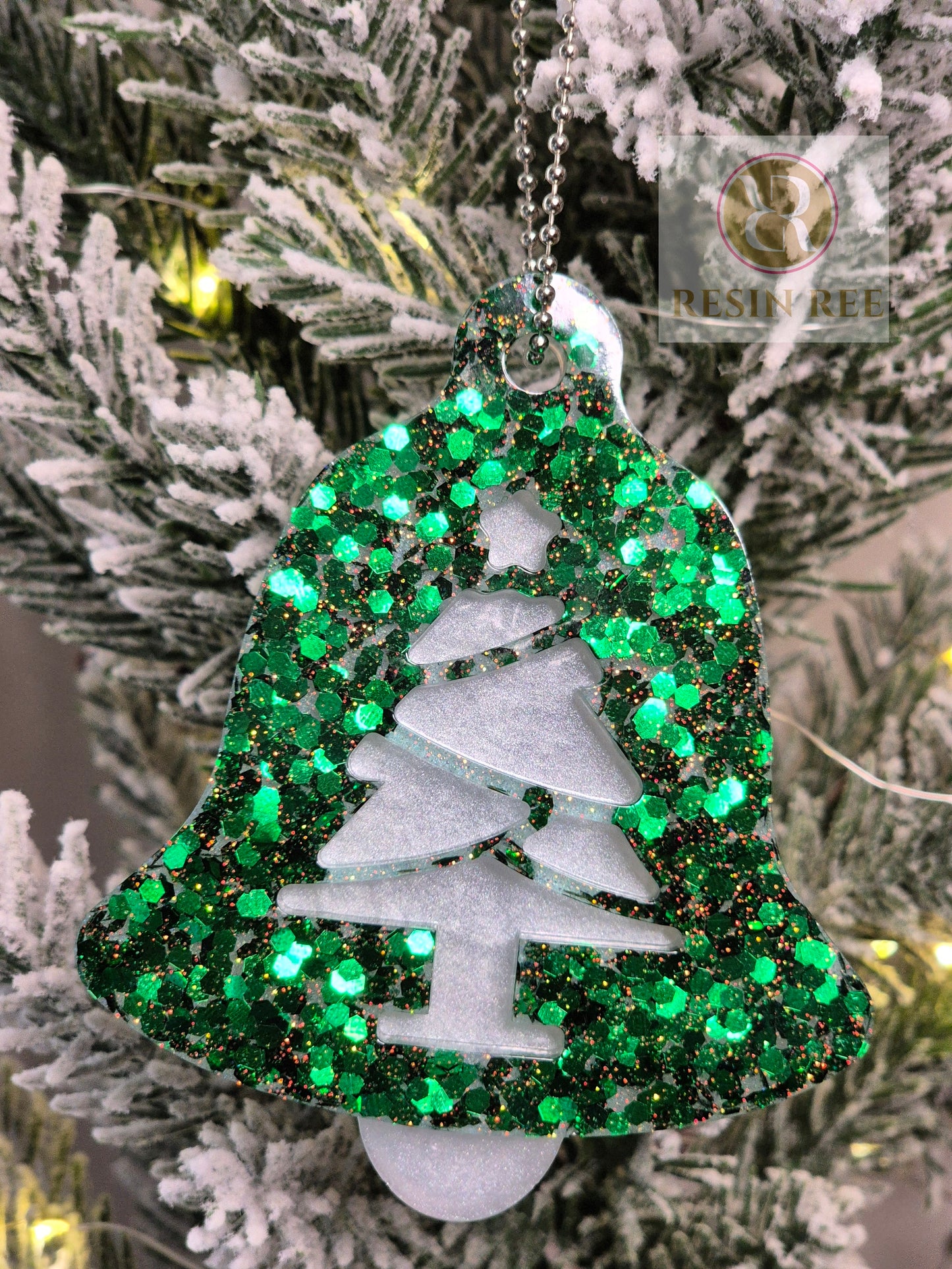 Emerald Sparkle Ornament Trio