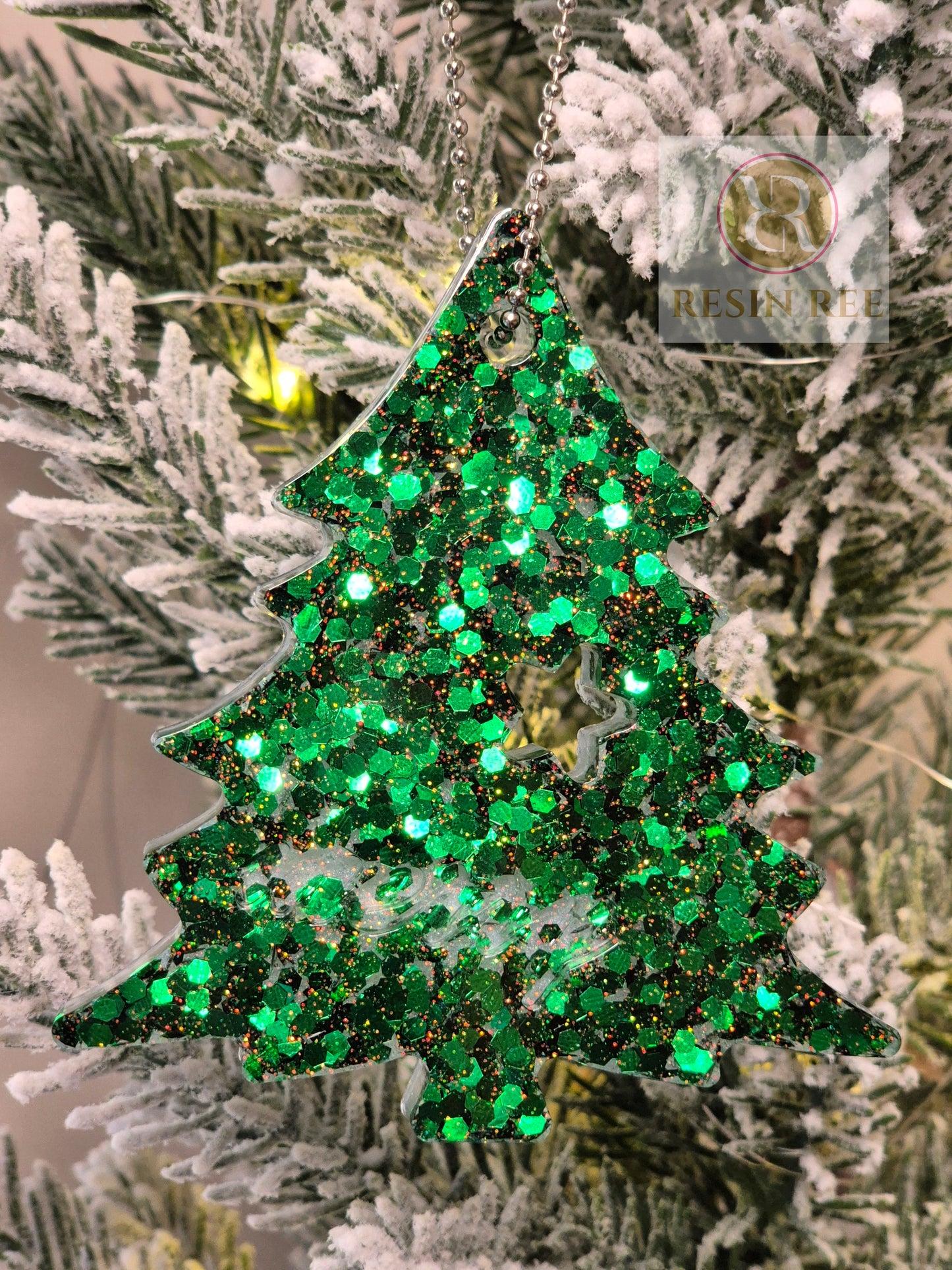 Emerald Sparkle Ornament Trio