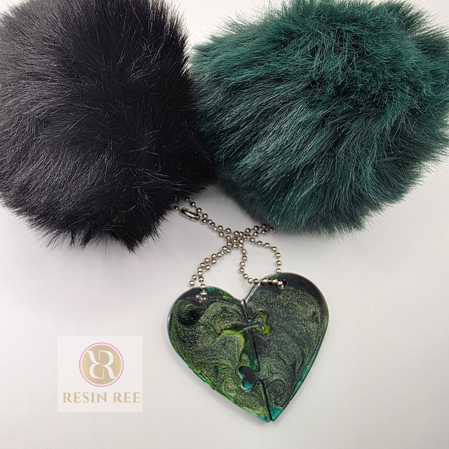 Reversible Puzzle Heart Keychain Set — 2 Piece Set