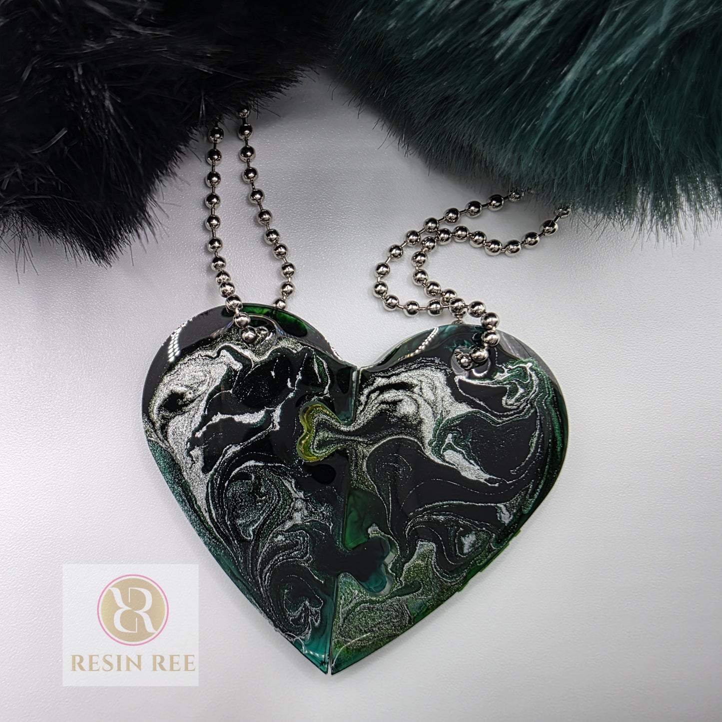 Reversible Puzzle Heart Keychain Set — 2 Piece Set