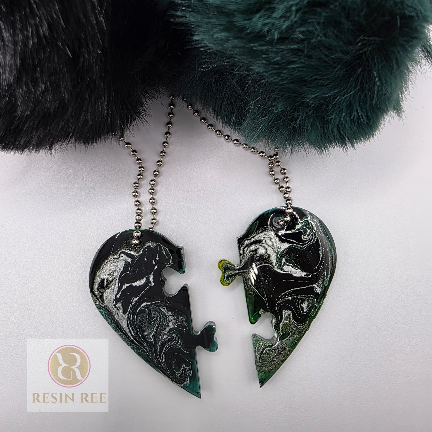 Reversible Puzzle Heart Keychain Set — 2 Piece Set