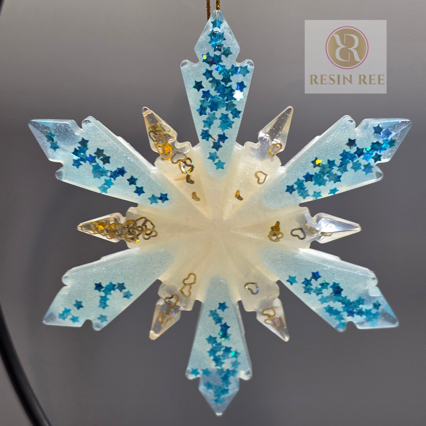 Starlit Icefall Snowflake Resin Ornament