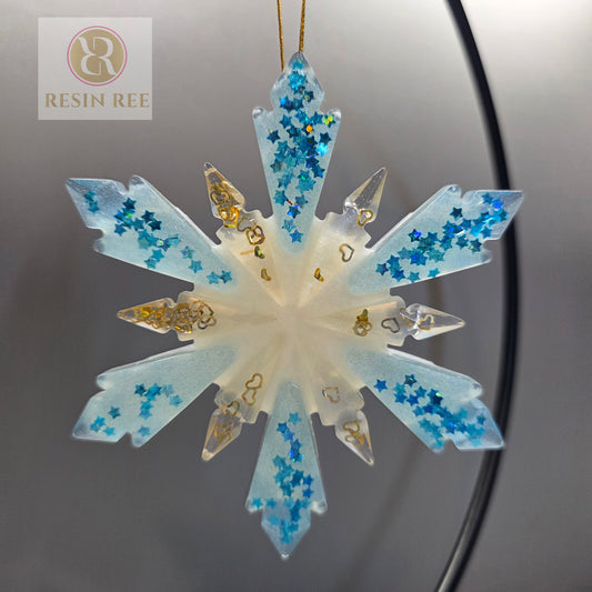 Starlit Icefall Snowflake Resin Ornament