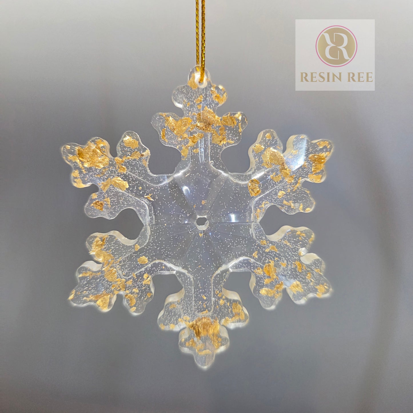 Gilded Crystal Snowfall Resin Ornament