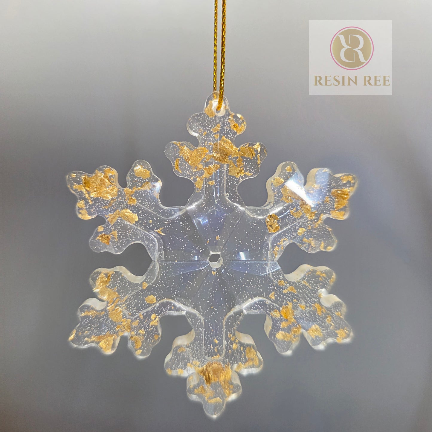 Gilded Crystal Snowfall Resin Ornament