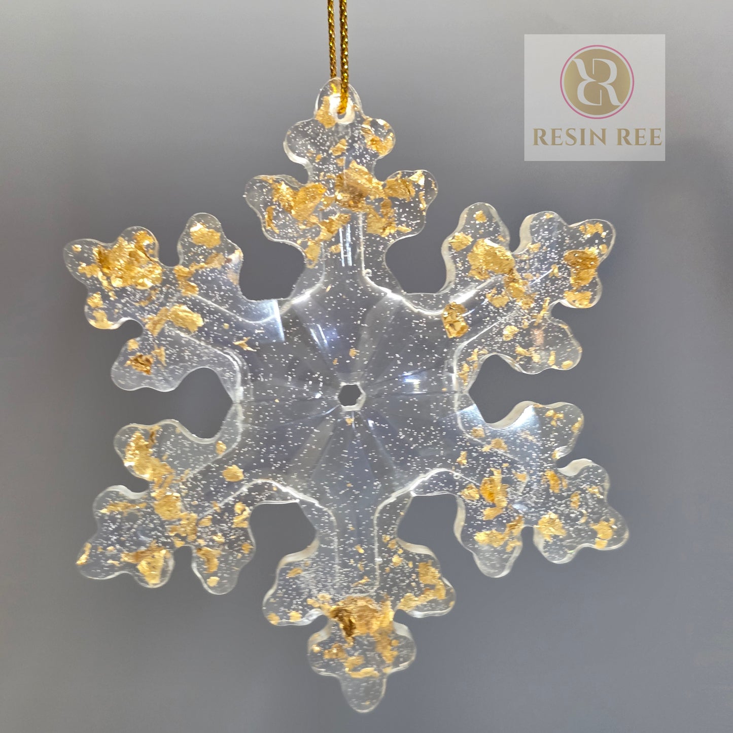 Gilded Crystal Snowfall Resin Ornament